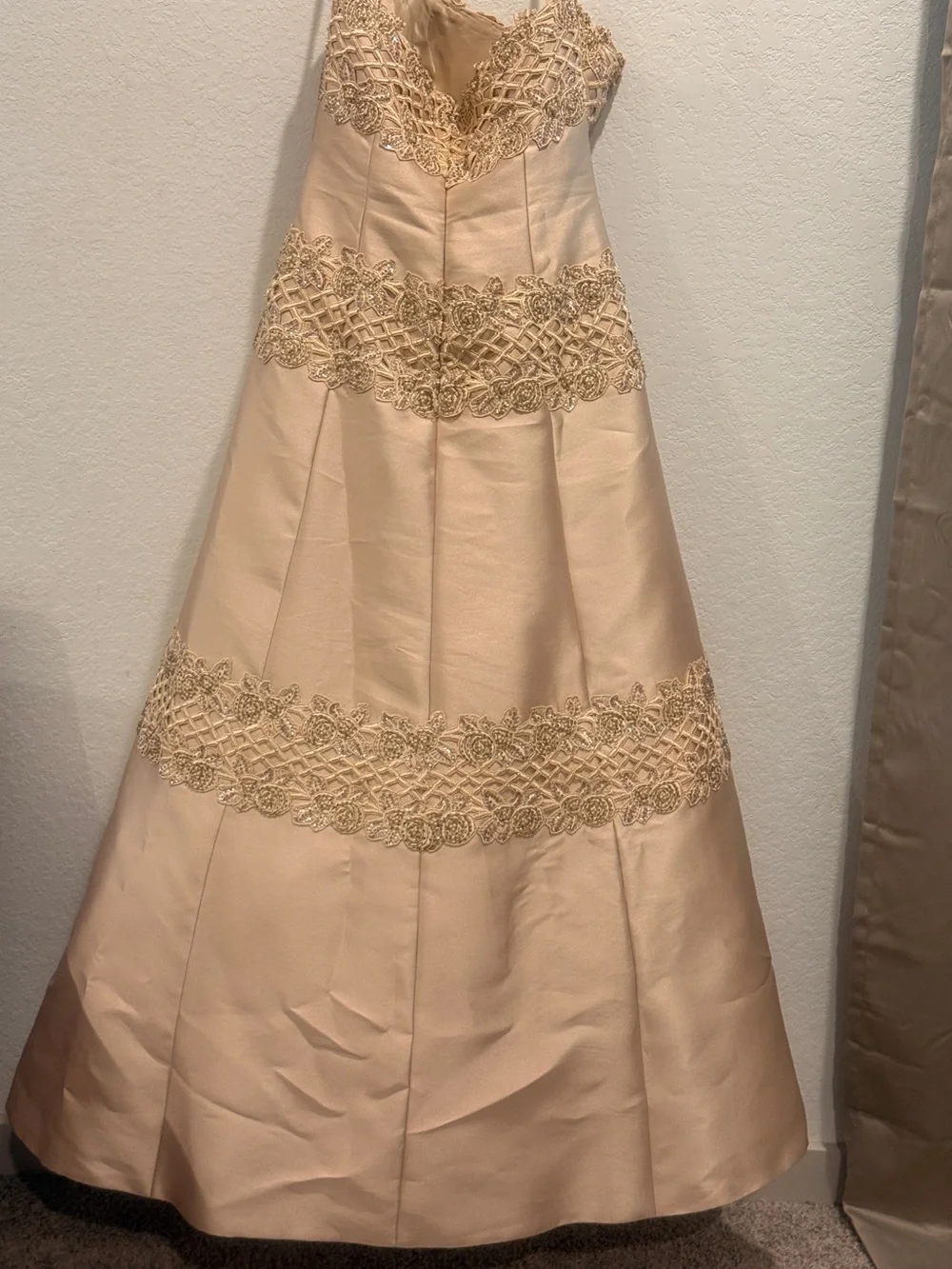 Jovani‎ Champagne Beaded A-Line Formal/Wedding Dress